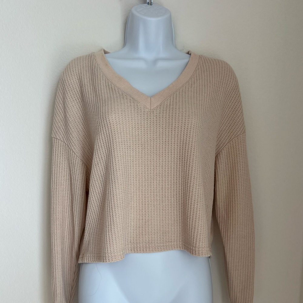 Cream waffle long sleeve tee - Size Large
